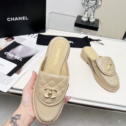 Chanel autumn and winter new goddess elegant temperament apricot half-slippers - Image 5