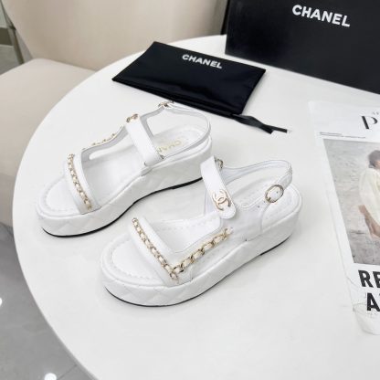 Chanel Spring and Summer White Dance Shoes Series New European and American Catwalk Sandals - Image 5