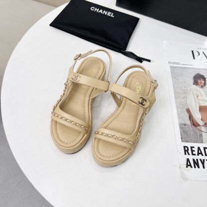 Chanel Spring and Summer Apricot Dance Shoes Series New European and American Catwalk Sandals - Image 5