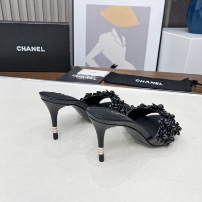 Chanel Spring and Summer Black Dance Shoes Series New Custom Flower Sandals Heel Height 8.5cm - Image 5