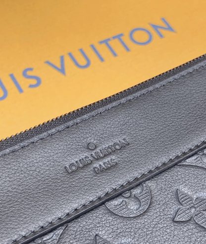 Louis Vuitton Black Leather Embossed POCHETTE VOYAGE SOUPLE Clutch - Image 5