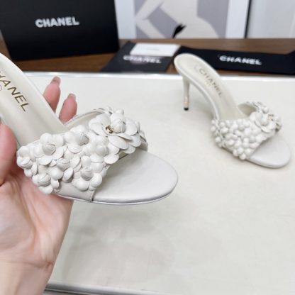 Chanel Spring and Summer White Dancing Shoes Series New Custom Flower Sandals Heel Height 8.5cm - Image 5