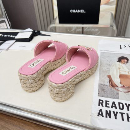 Chanel pink spring and summer dancing shoes series slimming sandals with heel height 6.5cm - Image 5