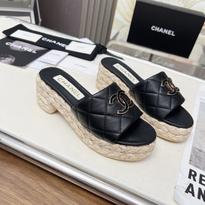 Chanel black spring and summer dance shoes series slimming sandals with heel height 6.5cm - Image 5