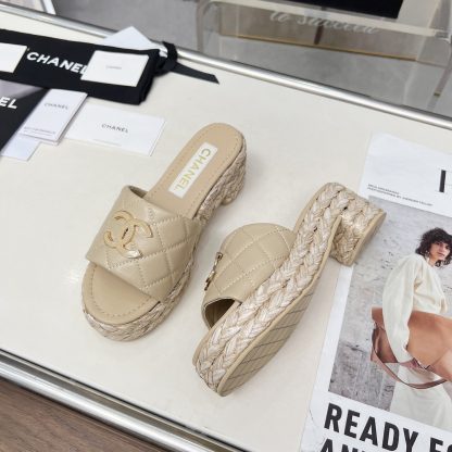 Chanel apricot spring and summer dancing shoes series slimming sandals with a heel height of 6.5cm - Image 5