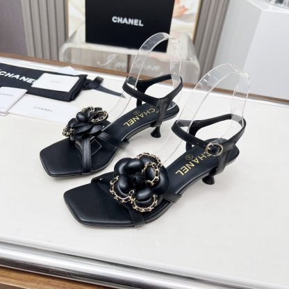 Chanel Spring and Summer Black Dancing Shoes Collection Custom Flower Stiletto Sandals Heel Height 7.5cm - Image 5