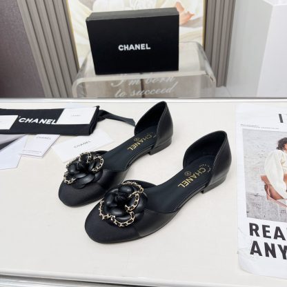 Chanel Spring/Summer Dancing Shoes Series Small Round Toe Black Flat Sandals Heel Height 1.5cm - Image 5