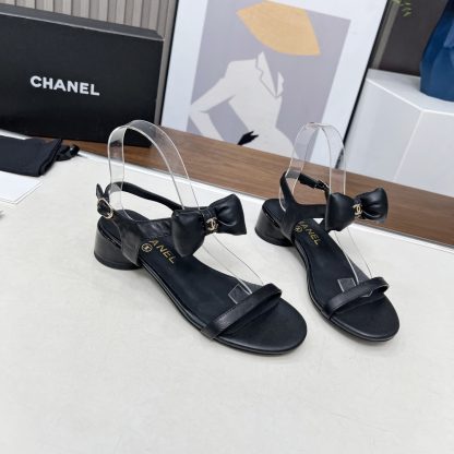 Chanel Spring/Summer Dancing Shoes Collection Black Bowknot Sandals Heel Height 3.5cm - Image 5