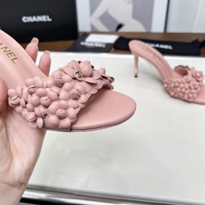 Chanel Spring and Summer Pink Dancing Shoes Series New Custom Flower Sandals Heel Height 8.5cm - Image 5