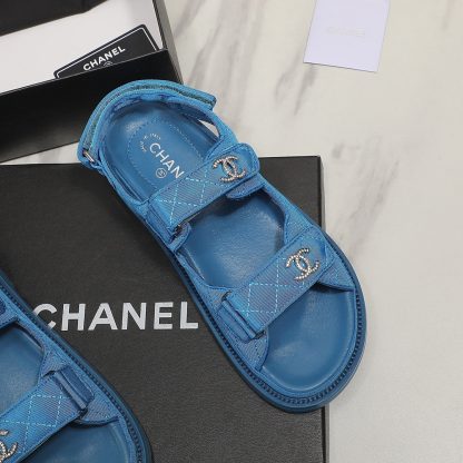 Chanel Temperament Denim Blue Sandals - Image 5