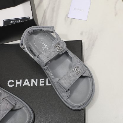 Chanel Temperament Denim Grey Sandals - Image 5