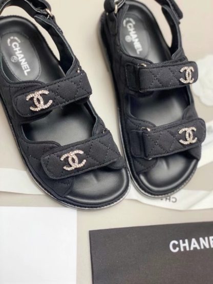 Chanel Temperament Denim Black Classic Sandals - Image 5