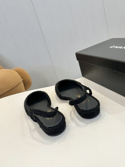 Chanel Black Classic Versatile Luxury Ballet Flat Sandals - Image 5