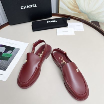 Chanel red spring and summer dancing shoes series retro style half-slip sandals heel height 2.5cm - Image 5
