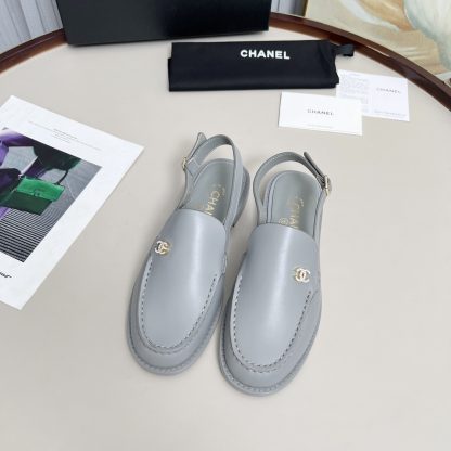 Chanel blue-grey spring-summer dancing shoes series retro style half-slip sandals with a heel height of 2.5cm - Image 5
