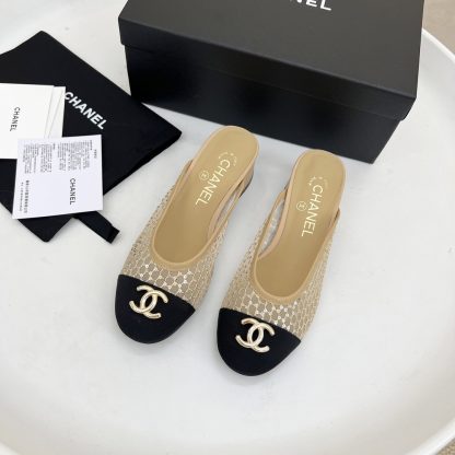 Chanel apricot spring and summer dancing shoes series new small round head retro sandals - Image 5