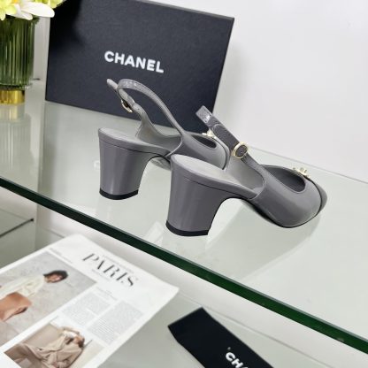 Chanel Spring/Summer Dance Shoes Collection Grey Small Round Head New Sandals Heel Height 6cm - Image 5
