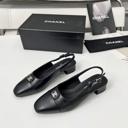 Chanel Early Spring Dance Shoes Series New Small Round Head Black Retro Feeling Sandals - Image 5