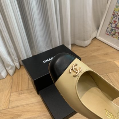 Chanel apricot spring and summer dancing shoes series new small round head slim retro sandals - Image 5