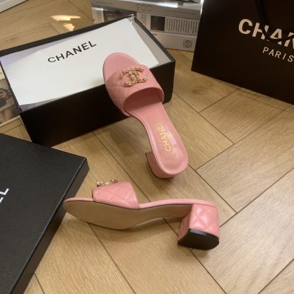 Chanel spring and summer new pink characteristic lady temperament durable thick heel sandals heel height 4.5cm - Image 5