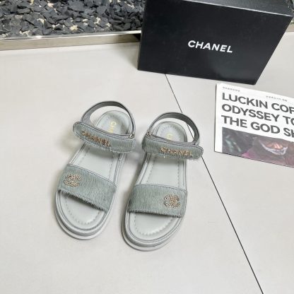 Chanel Grey Early Spring Dance Shoes Series Sandals Thickness 3cm - Image 5