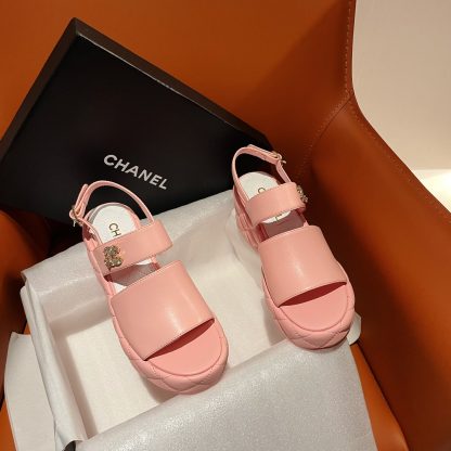 Chanel new bow high-heeled pink sandals, heel height 7.5cm - Image 5