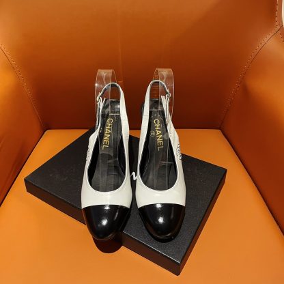 Chanel new white leather high-heeled sandals - Image 5