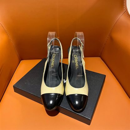 Chanel new apricot leather high-heeled sandals - Image 5