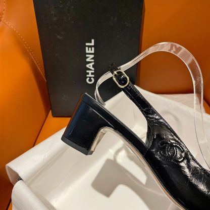 Chanel new black leather high-heeled sandals - Image 5