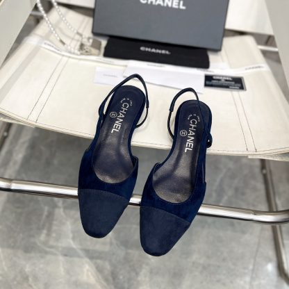 Chanel Fashion Classic Mixed Lambskin Dark Blue Flat Sandals - Image 5