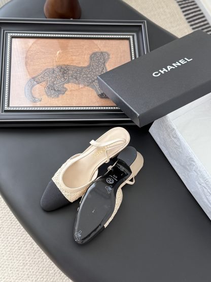 Chanel classic apricot comfortable block heel sandals - Image 5
