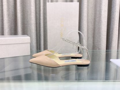 Jimmy Choo patent leather crystal chain flat shoes - Image 5