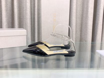 Jimmy Choo patent leather crystal chain flats - Image 5