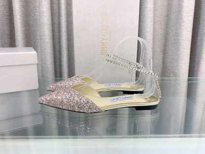 Jimmy Choo patent leather crystal chain flats - Image 5