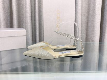 Jimmy Choo patent leather crystal chain flats - Image 5
