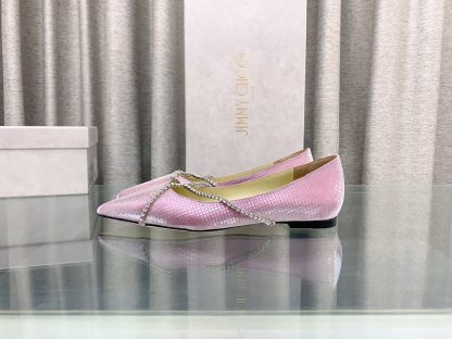 Jimmy Choo stylish and elegant glitter flat shoes - Image 5