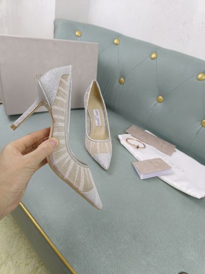 Jimmy Choo white mesh high heels - Image 5