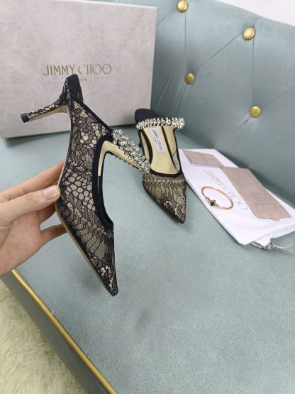 Jimmy Choo black mesh half-slip high heels - Image 5
