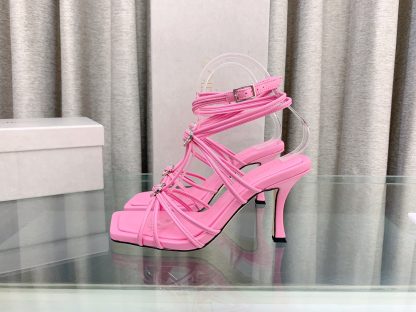 Jimmy Choo Simple and Stylish Heart-shaped Crystal Diamond Strapped High Heels - Image 5