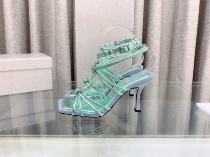 Jimmy Choo Simple and Stylish Heart-shaped Crystal Diamond Strapped High Heels - Image 5