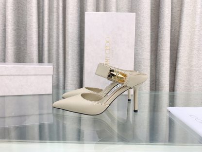 Jimmy Choo metal buckle half slippers women's high heels - Image 5
