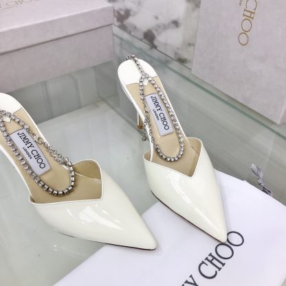 Jimmy Choo patent leather crystal chain high heels - Image 5