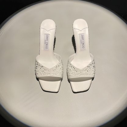 Jimmy Choo rhinestone gradient white high heels - Image 5