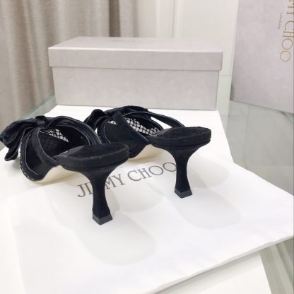 Jimmy Choo mesh rhinestone explosion bow high heels - Image 5