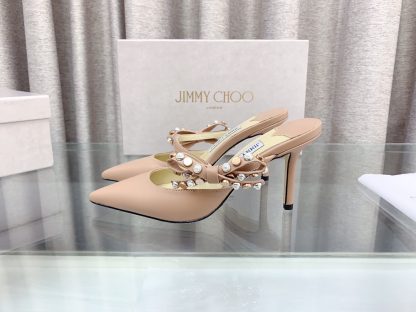 Jimmy Choo mesh rhinestone explosion bow high heels - Image 5