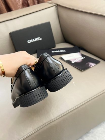 Chanel versatile black shiny slim temperament loafers heel height 2cm - Image 5
