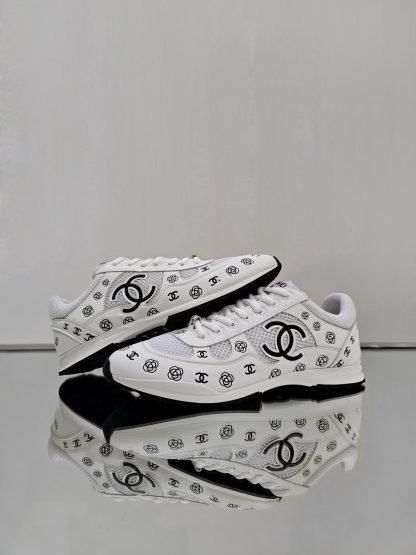 Chanel unisex white and black diamond-patterned breathable mesh casual shoes - Image 5