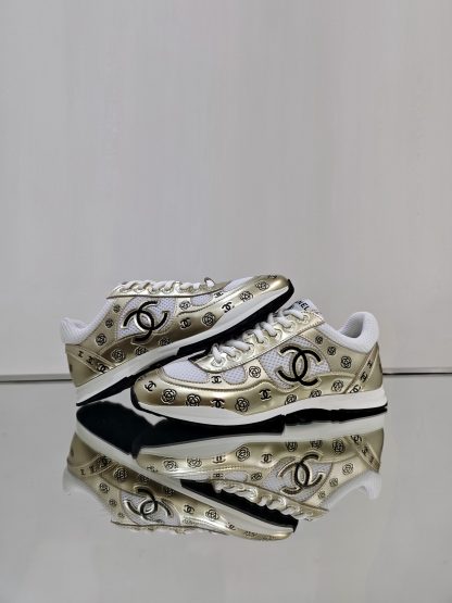 Chanel Unisex Gold Diamond Breathable Mesh Casual Shoes - Image 5