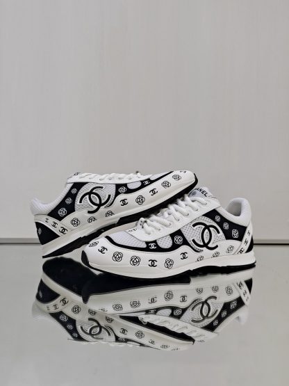 Chanel Unisex Black and White Diamond Breathable Mesh Casual Shoes - Image 5