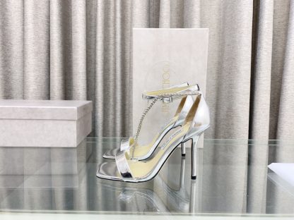 Jimmy Choo new crystal chain square toe high heels - Image 5